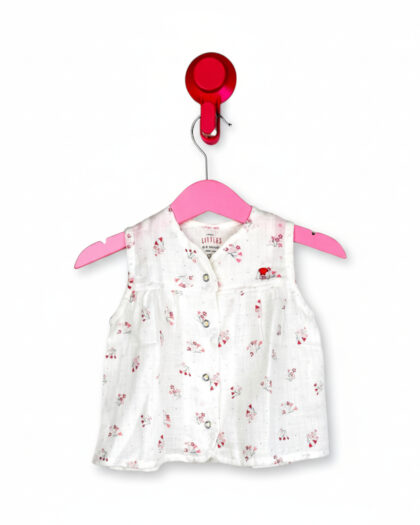 Flower Muslin Front Yoke Frock