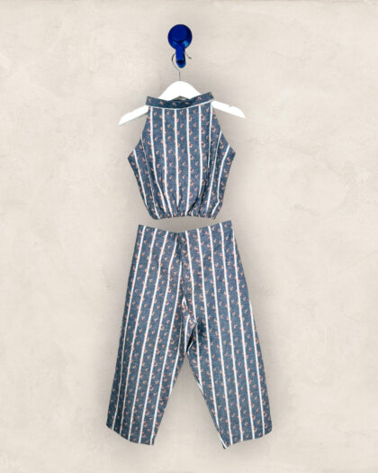 Halter Neck Grey Cotton Co-Ord Set