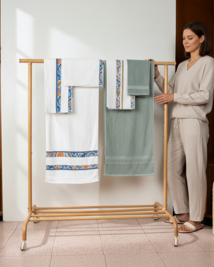 Honey Comb Pista Green Tree Print Bordered Baby Towel