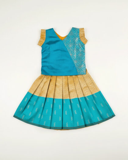 Mustard & Aqua Silk Pavadai & Chattai