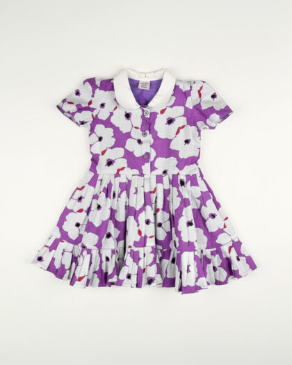 Cotton Purple Floral Frock/1-2 Year
