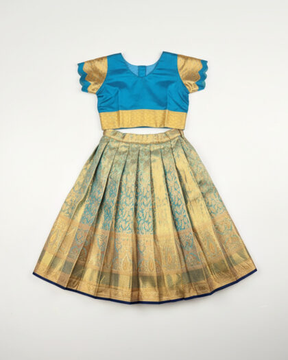 Blue & Gold Brocade Pavadai & Chattai