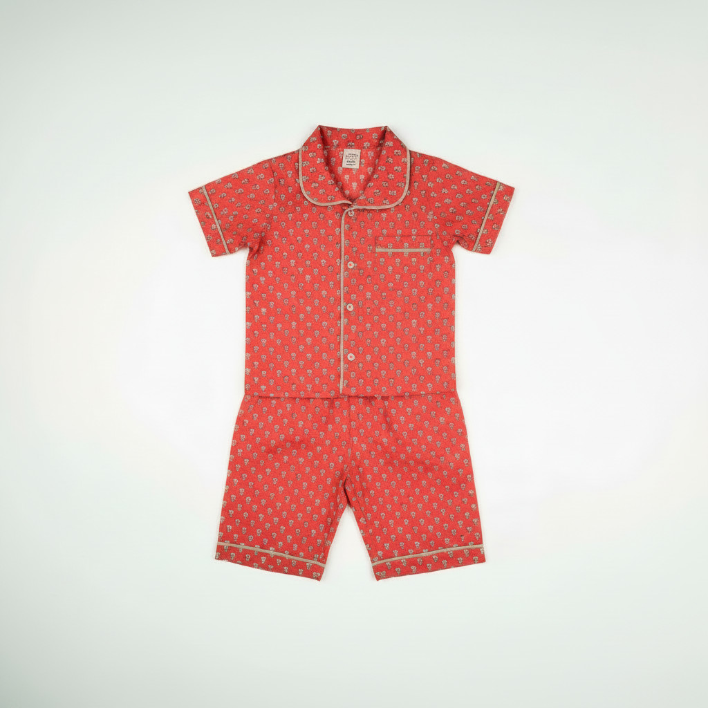 Orange Floral Night suit/2-3 Year