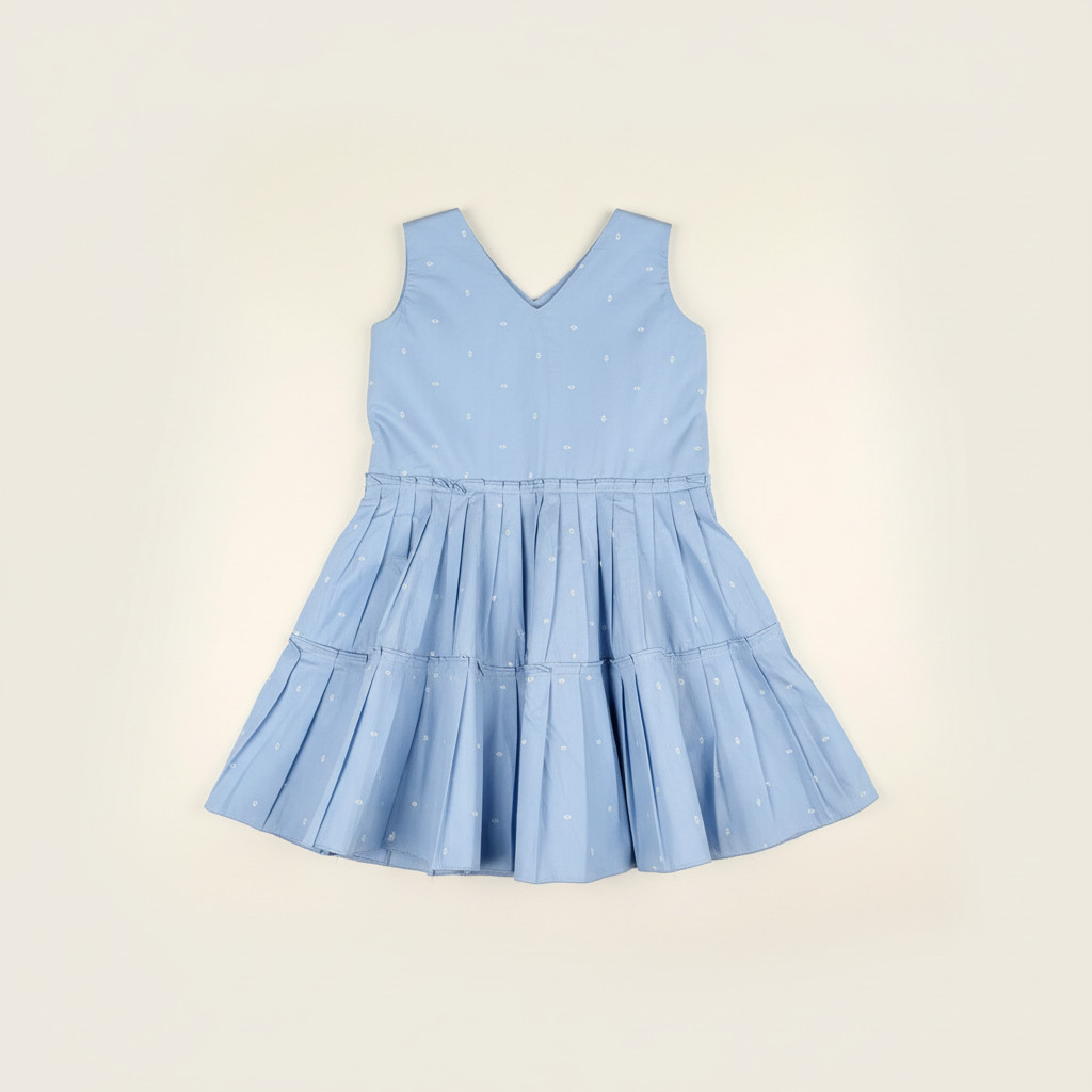 Blue Layer Frill Frock