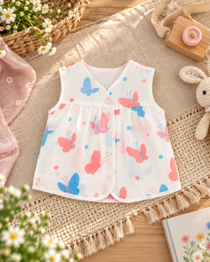 Double Muslin Yoke Butterfly Jabla