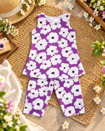 Purple Floral Co-ord Set/3-4 Years