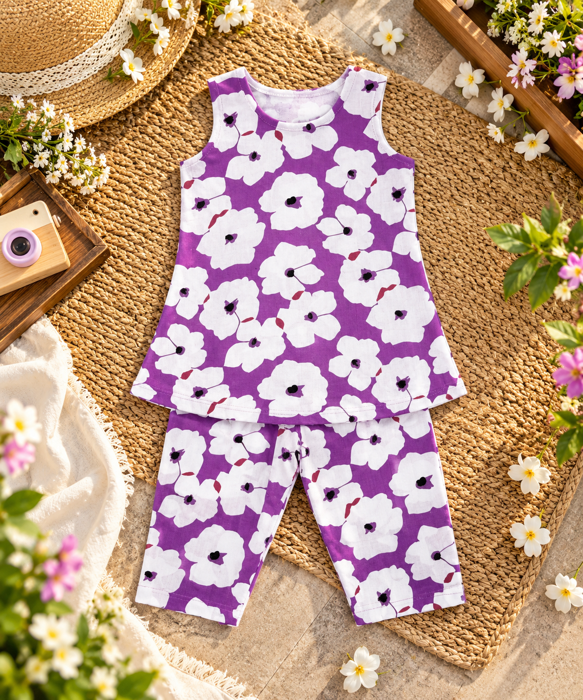 Purple Floral Co-ord Set/3-4 Years