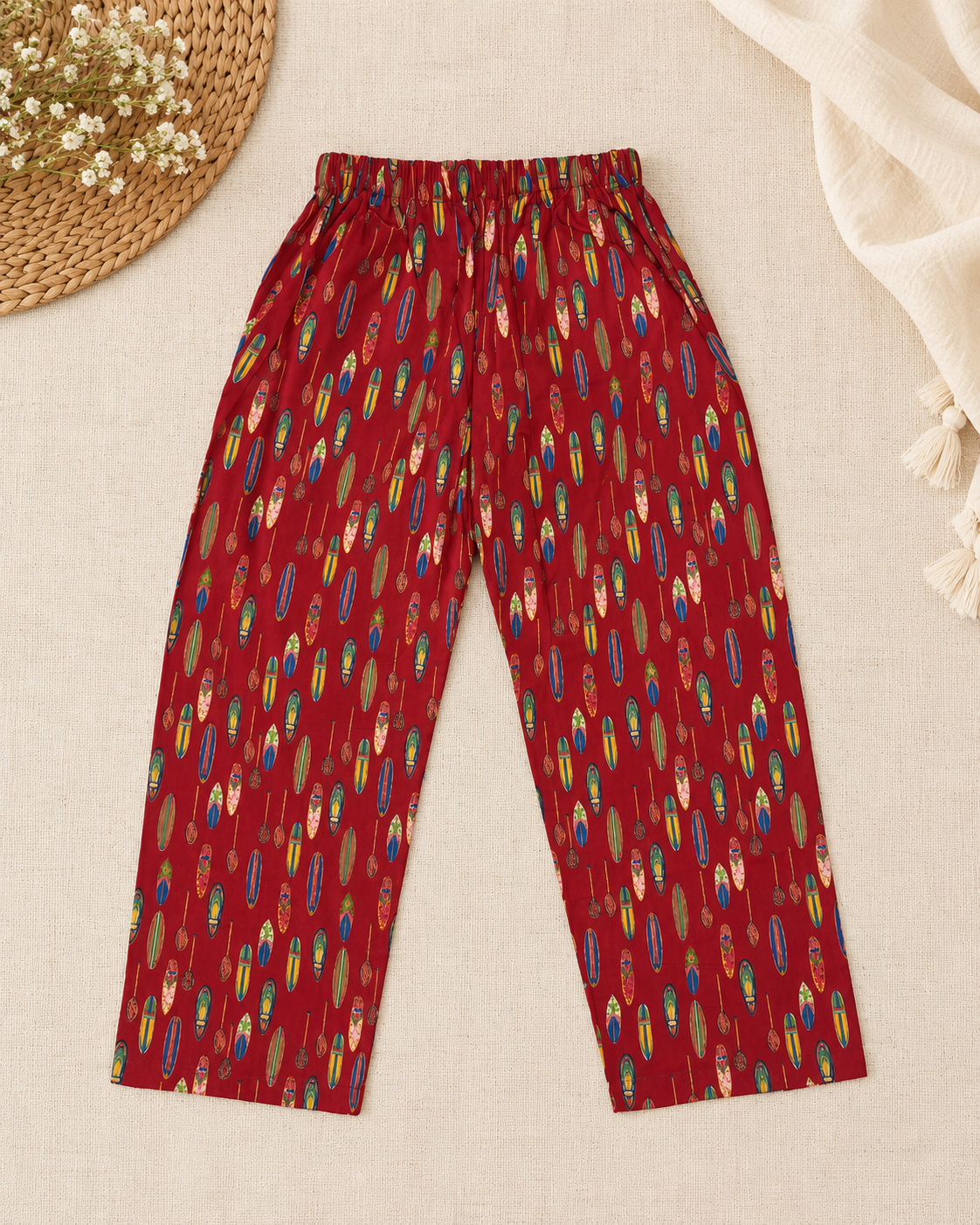 Casual Night Pant in Red/5-6 Years-BT-024